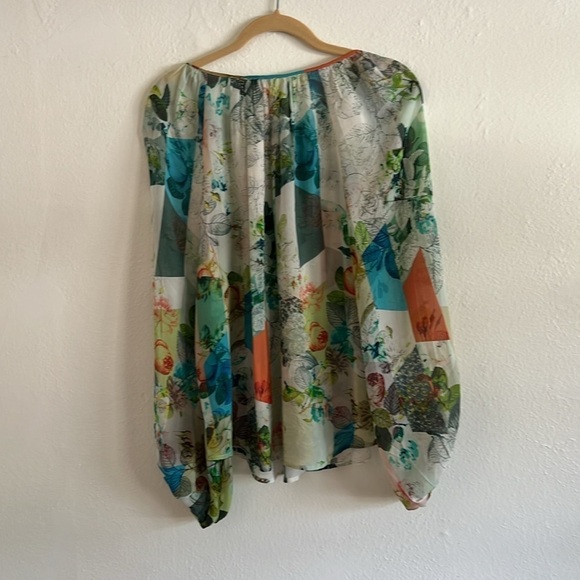Leifsdottir 100% Washable Silk Floral Watercolour Fairy Core Peasant Blouse 4 - Picture 5 of 6